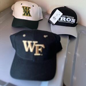 size 7 1/2 zephyr fitted 3 hat bundle starter NWT lot hat college wake barons